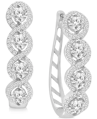 Diamond Swirl Leverback Hoop Earrings (1-1/2 ct. t.w.) in 14k White Gold