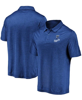 Men's Heathered Royal Kansas City Royals Iconic Striated Primary Logo Polo