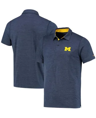 Men's Navy Michigan Wolverines Tech Trail Space Dye Omni-Shade Polo