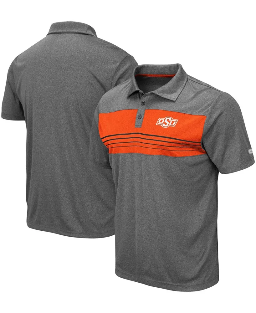 Men's Heathered Charcoal Oklahoma State Cowboys Wordmark Smithers Polo