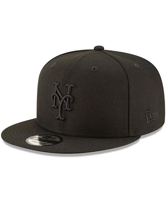 Men's Black New York Mets Black on Black 9FIFTY Team Snapback Adjustable Hat