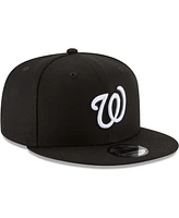 Men's Black Washington Nationals Black White 9FIFTY Snapback Hat