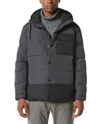 Marc New York Men's Halifax Fabric Blocked Quilted Hooded Trucker Jacket