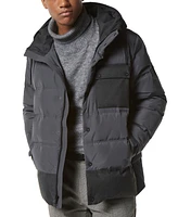 Marc New York Men's Halifax Fabric Blocked Quilted Hooded Trucker Jacket