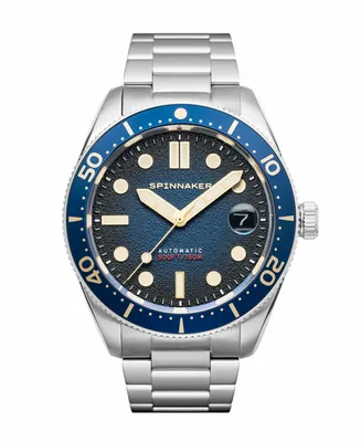 Spinnaker Men's Croft Mid-Size Automatic Regiment Blue with Silver-Tone Solid Stainless Steel Bracelet Watch 40mm