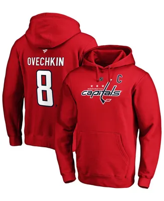 Men's Alexander Ovechkin Red Washington Capitals Authentic Stack Player Name and Number Pullover Hoodie