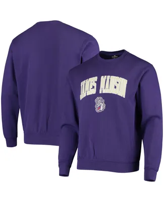 Men's Big and Tall Purple James Madison Dukes Arch Logo Tackle Twill Pullover Sweatshirt