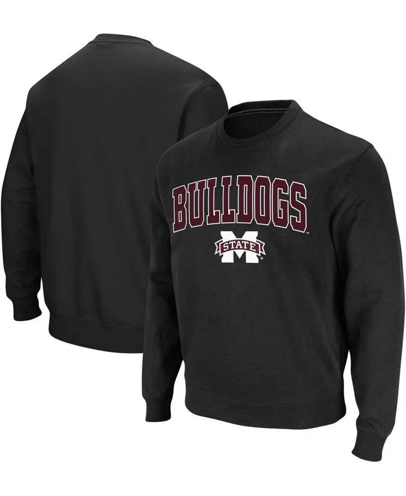 Men's Colosseum Black Mississippi State Bulldogs Arch & Logo Tackle Twill Pullover Sweatshirt