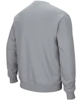Men's Heathered Gray Ndsu Bison Arch Logo Tackle Twill Pullover Sweatshirt