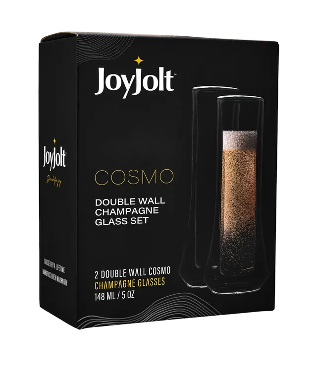 JoyJolt Set of (2) Cosmo Double-Wall Champagne Flute Glasses ,Clear