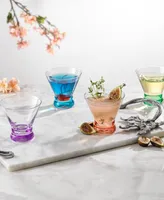 JoyJolt Hue Colored Stemless Martini Glasses, Set of 6