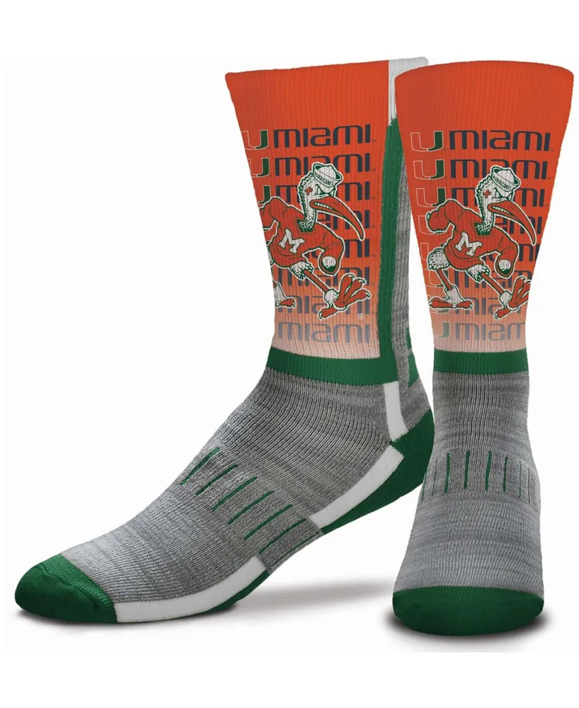 Youth Girls and Boys Multi Miami Hurricanes Mascot V-Curve Crew Socks