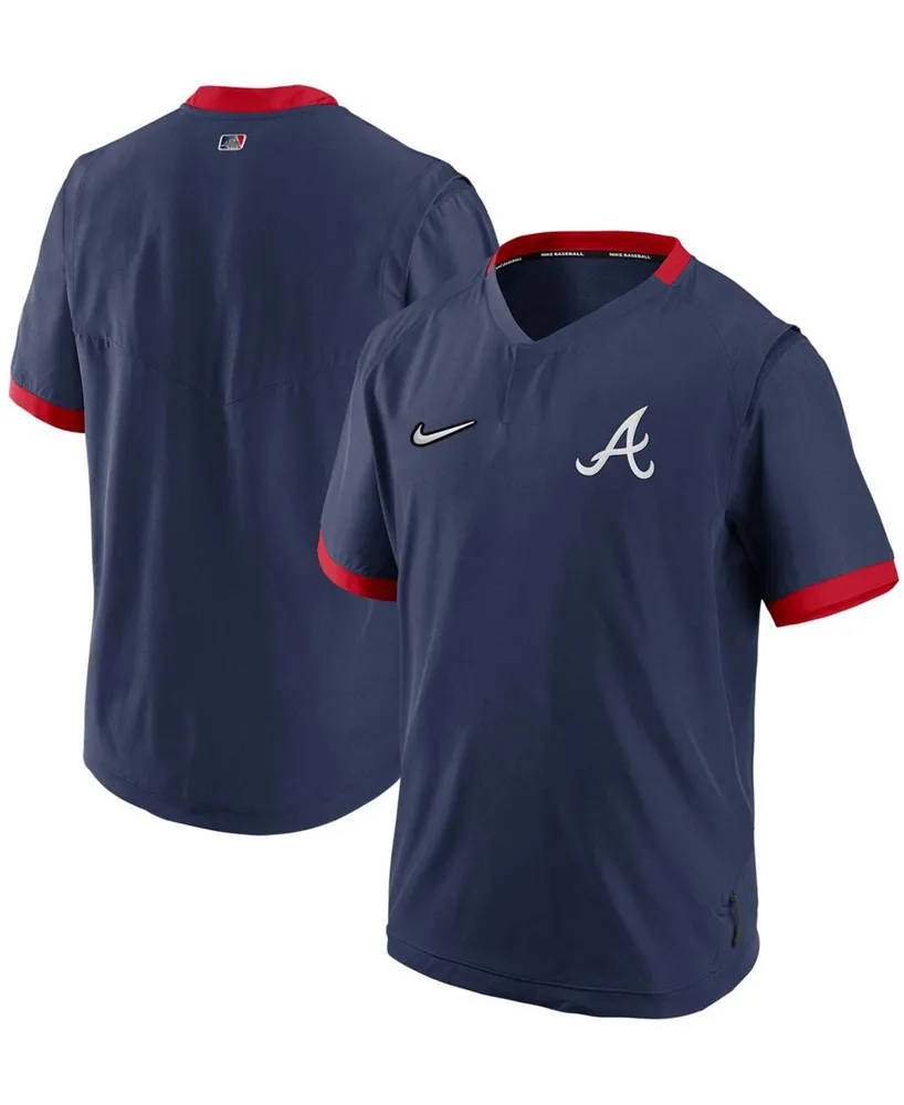 Men's Navy, Red Atlanta Braves Authentic Collection Short Sleeve Hot Pullover Jacket