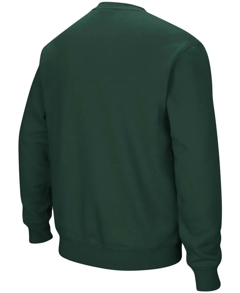 Men's Green Tulane Wave Arch Logo Tackle Twill Pullover Sweatshirt