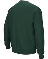 Men's Green Tulane Wave Arch Logo Tackle Twill Pullover Sweatshirt