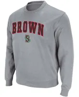 Men's Heather Gray Brown Bears Arch Logo Tackle Twill Pullover Sweatshirt