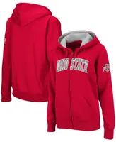 Women's Scarlet Ohio State Buckeyes Arched Name Full-Zip Hoodie