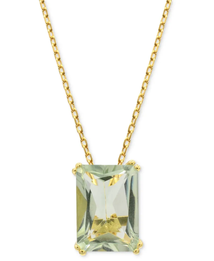 Lime Quartz Solitaire 18" Pendant Necklace 14k Gold-Plated Sterling Silver (Also White & Prasiolite)