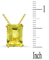 Lime Quartz Solitaire 18" Pendant Necklace 14k Gold-Plated Sterling Silver (Also White & Prasiolite)