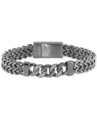 Men's Diamond Link Bracelet (1/5 ct. t.w.) in Gunmetal Ion-Plated Stainless Steel - Gun