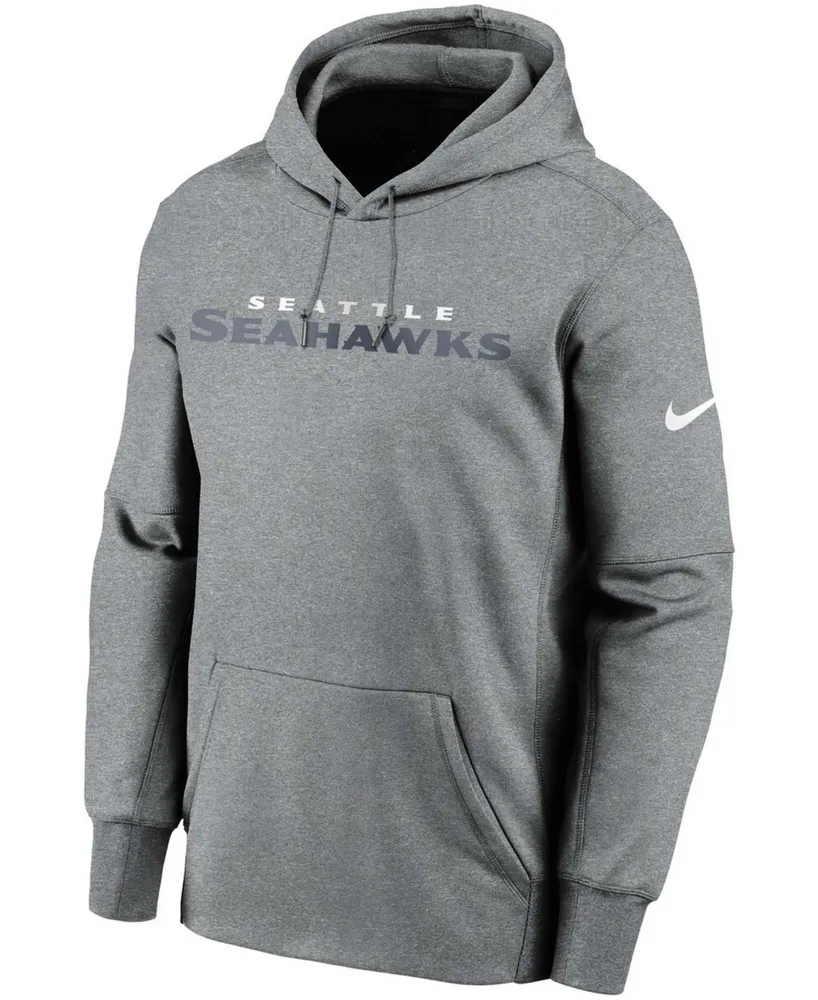 Men's Heather Charcoal Seattle Seahawks Wordmark Therma Performance Pullover Hoodie