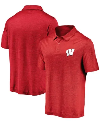 Men's Red Wisconsin Badgers Primary Logo Striated Polo Shirt