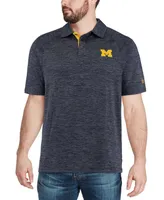 Men's Heather Navy Michigan Wolverines Down Swing Polo Shirt