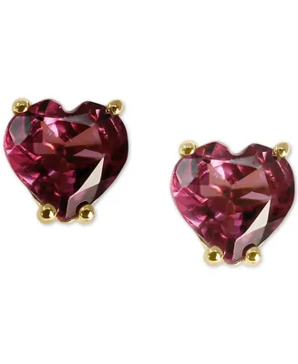 Rhodolite Heart Stud Earrings (7/8 ct. t.w.) in 14k Gold