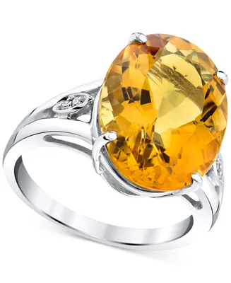 Citrine (9 ct. t.w.) & Diamond Accent Openwork Statement Ring in Sterling Silver
