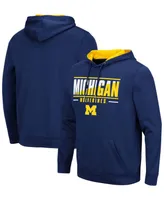 Men's Navy Michigan Wolverines Slash Stack 2.0 Pullover Hoodie