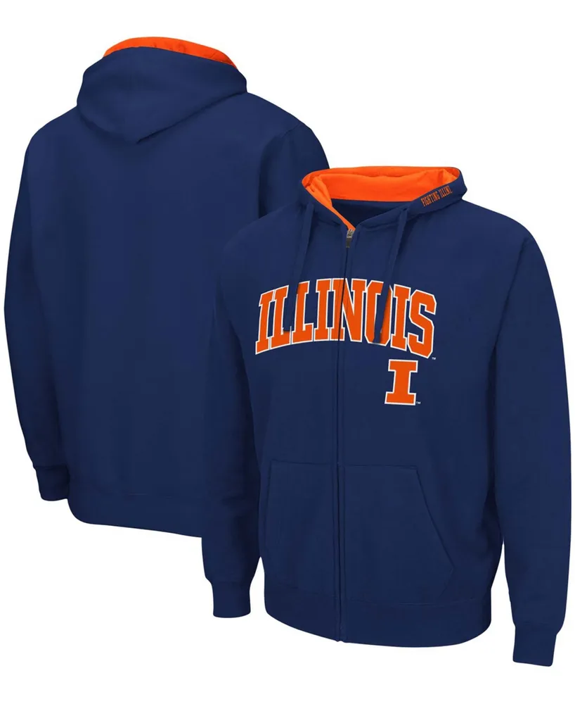 Men's Navy Illinois Fighting Illini Arch Logo 3.0 Full-Zip Hoodie