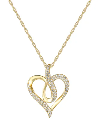 Diamond Pave Swirl Heart 18" Pendant Necklace (1/3 ct. t.w.) in 10k Gold