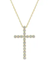 Diamond Cross 18" Pendant Necklace (1/4 ct. t.w.) in 10k Gold, 16" + 2" extender