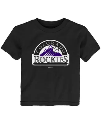 Toddler Boys and Girls Black Colorado Rockies Primary Team Logo T-Shirt
