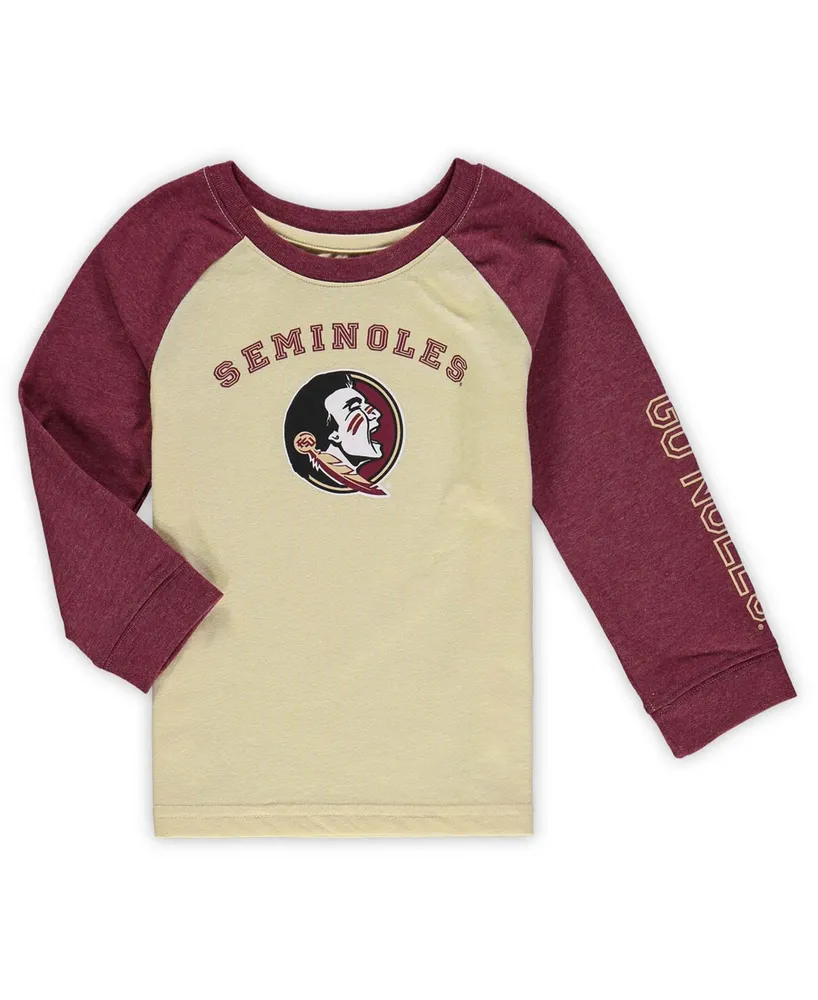 Toddler Boys and Girls Heathered Gold Florida State Seminoles Long Sleeve Raglan T-Shirt