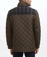 Cole Haan Men's Mixed Media Diamond-Like Quilt Coat