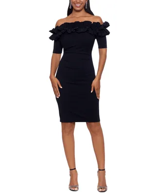 Xscape Ruffled Off-The-Shoulder Bodycon Dress