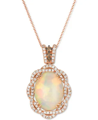 Le Vian Neopolitan Opal (4-1/2 ct. t.w.) & Diamond (3/4 ct. t.w.) Braided Halo 18" Pendant Necklace in 14k Rose Gold