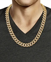 Men's Cubic Zirconia Curb Link 24" Chain Necklace in 24k Gold-Plated Sterling Silver