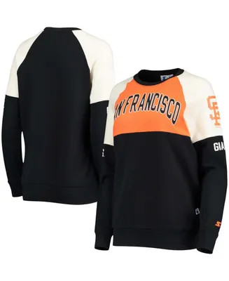 Women's Orange-Black San Francisco Giants Baseline Raglan Historic Logo Pullover Sweatshirt - Orange