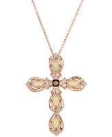 Le Vian Neopolitan Opal (5/8 ct. t.w.) & Diamond (1/4 ct. t.w.) Cross 18" Pendant Necklace in 14k Rose Gold