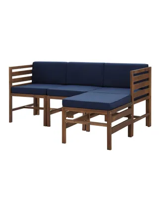 4 Piece Modular Acacia Set with Ottoman