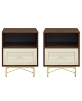 1 Drawer Modern Nightstand Set, 2 Piece