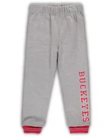 Toddler Scarlet, Heathered Gray Ohio State Buckeyes Poppies Hoodie and Sweatpants Set