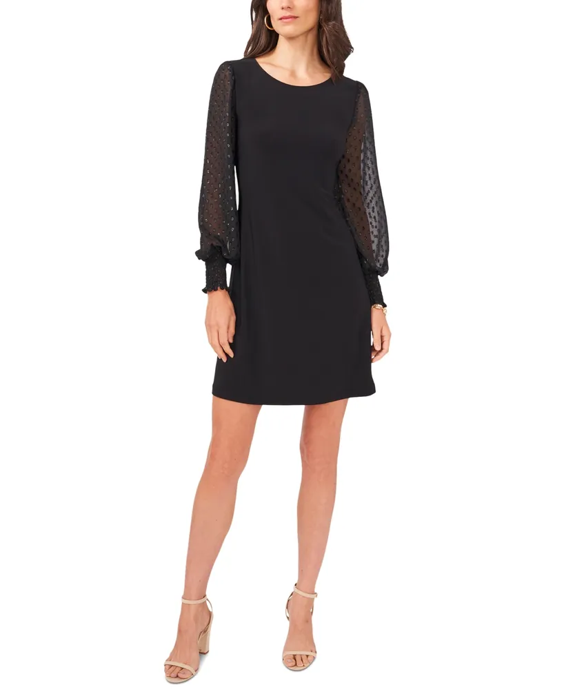 Msk Petite Clip-Dot-Sleeve Sheath Dress