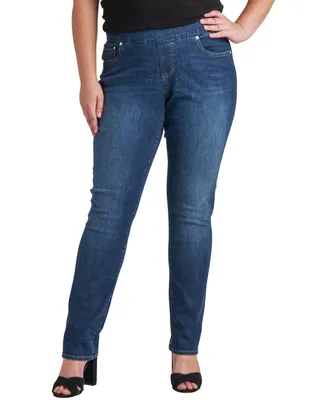 Jag Plus Size Peri Mid Rise Straight Leg Pull-On Jeans