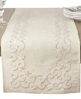 Saro Lifestyle Table Runner with Embroidered Border, 54" x 16"