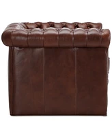 Closeout! Calvine 39" Leather Self Centering Swivel Chair, Created for Macy's