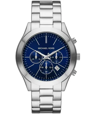 Michael Kors Men's Slim Runway Silver-Tone Stainless Steel Bracelet Watch, 44mm - Silver