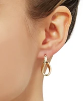 Italian Gold Textured Curved Oval Hoop Earrings in 10k Gold